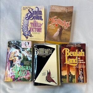 Set of 5 Vintage Romance Novels, various authors, fiction paperbacks